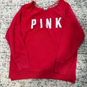 Victoria's Secret PINK - Red Sweatshirt w/ white Writing. Size SM